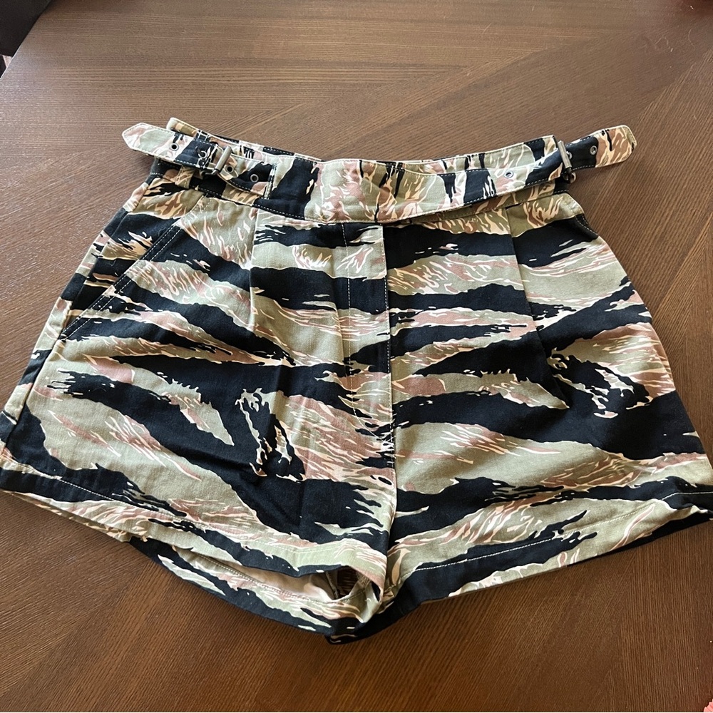 Rachel Comey High-Waist Camo Stripe Shorts